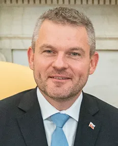 De Slowaakse president Peter Pellegrini bij een officiële ontmoeting.